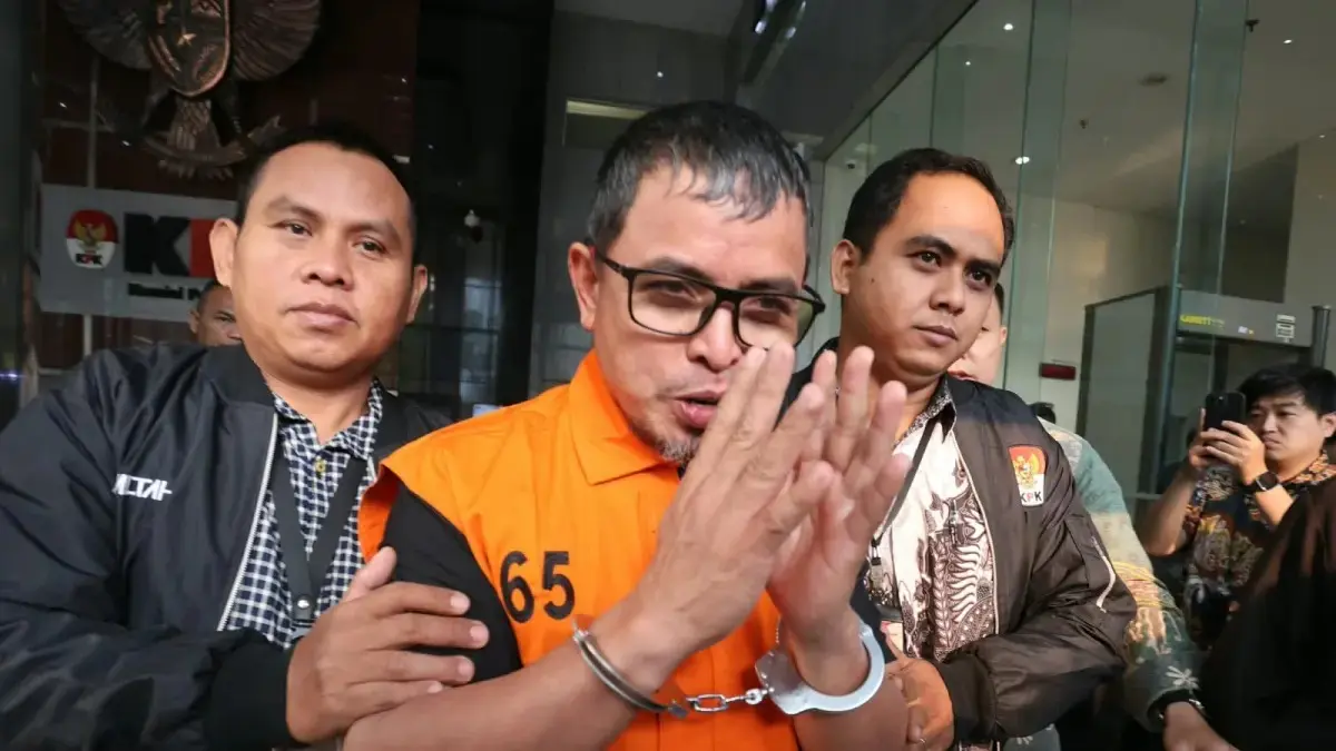 Bupati Bolaang Mongondow Utara, Sirajudin Lasena resmi di tahan usai terjaring OTT KPK, Jakarta, Selasa (22/9/2026). (Dery Ridwansah/ JawaPos.com).
