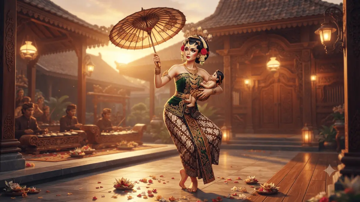 Ilustrasi Tari Bondan (gemini AI)