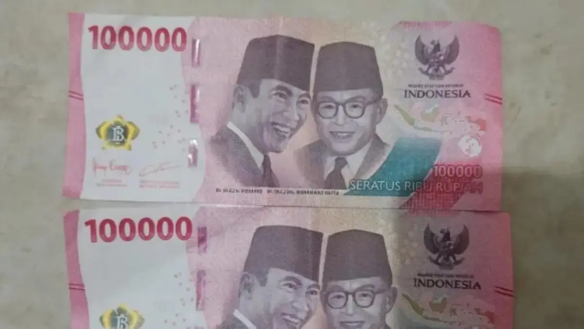 Pecahan Rp 100.000 Tahun Emisi (TE) 2022 yang memuat tanda tangan Purbaya dan Perry Warjiyo sebagai Gubernur Bank Indonesia (BI). (Threads @christopherkeju)
