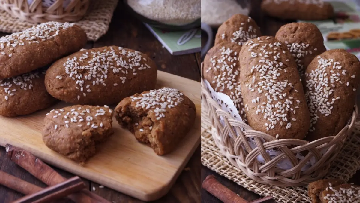 Kue gambang atau ganjel rel khas Semarang bertabur wijen.(Youtube)