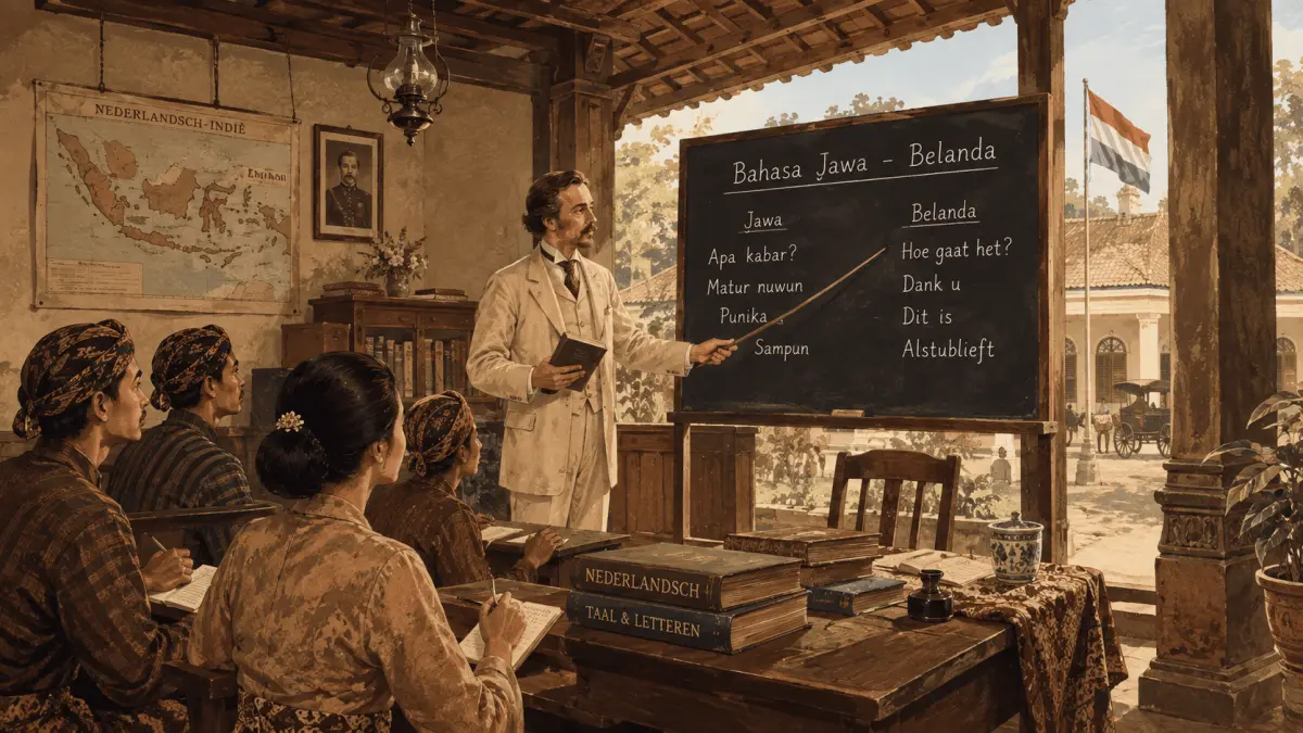 Ilustrasi Bahasa Belanda dan Bahasa Jawa(ChatGPT)