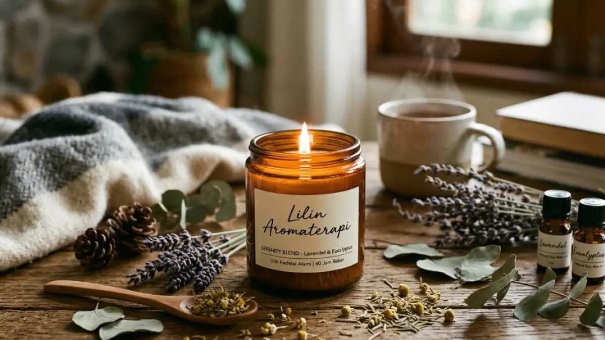 Ilustrasi,lilin aromaterapi.(GeminiAI).