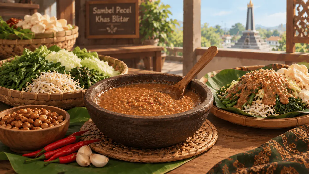 Ilustrasi sambel pecel khas Kota Blitar (gpt AI)