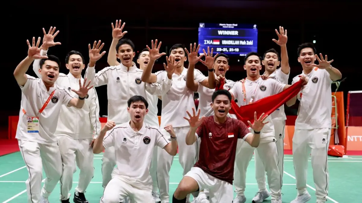 Selebrasi Final Badminton Asian Games (PBSI)