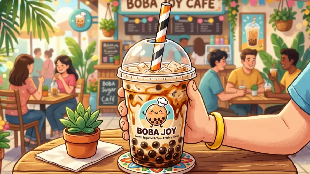 Ilustrasi,bahaya minum boba ke kesehatan.(GeminiAI).