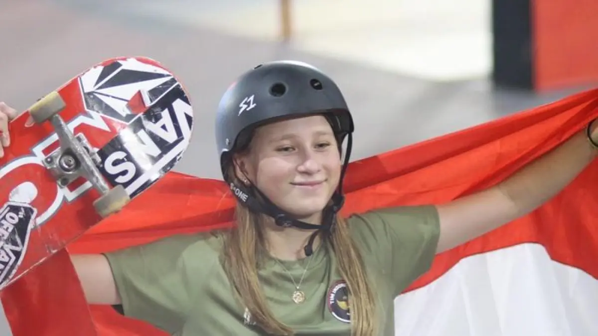 Ni Wayan Malana kembali berhasil menempati peringkat keenam dalam ajang ajang Skateboard Women’s Street Asian Games 2026 Aichi-Nagoya. Perjalanan di Aichi-Nagoya pun menjadi satu langkah penting bagi Malana. Pada usia yang masih muda, ia telah mendapatkan kesempatan merasakan atmosfer final Asian Games dan menghadapi skater-skater terbaik di kawasan Asia. (foto:instagram/@wayanmalana_)