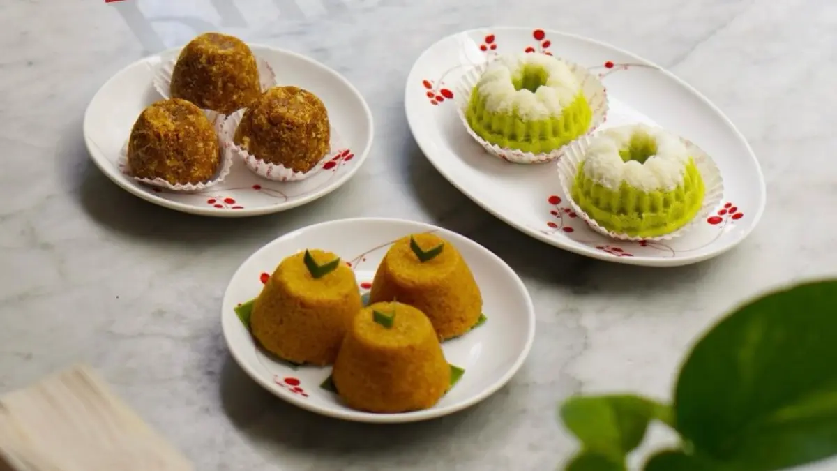 Putu cangkir, putu ayu, dan putu pesse yang memiliki bentuk serta cita rasa khas masing-masing.(Dapur mama)