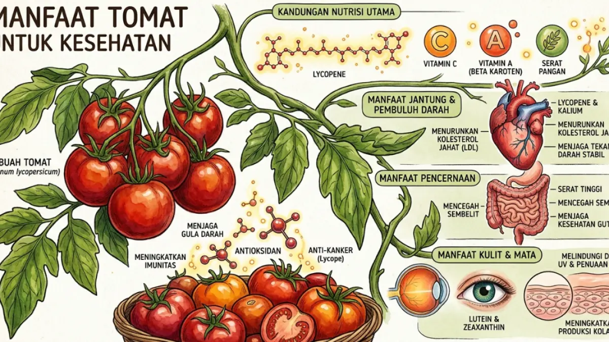 Ilustrasi,manfaat tomat,(GeminiAI).