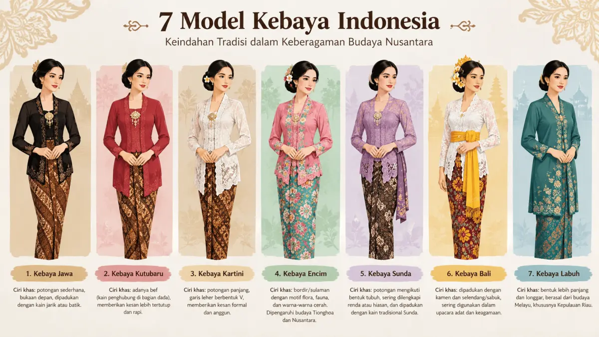 Ilustrasi, 7 Model Kebaya di Indonesia(Chat GPT)