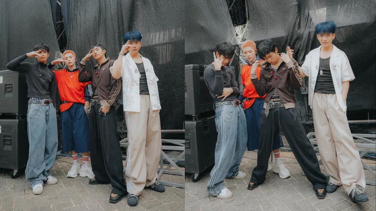 Boy grup Indonesia "SEEN" di backstage Pestapora 2026.