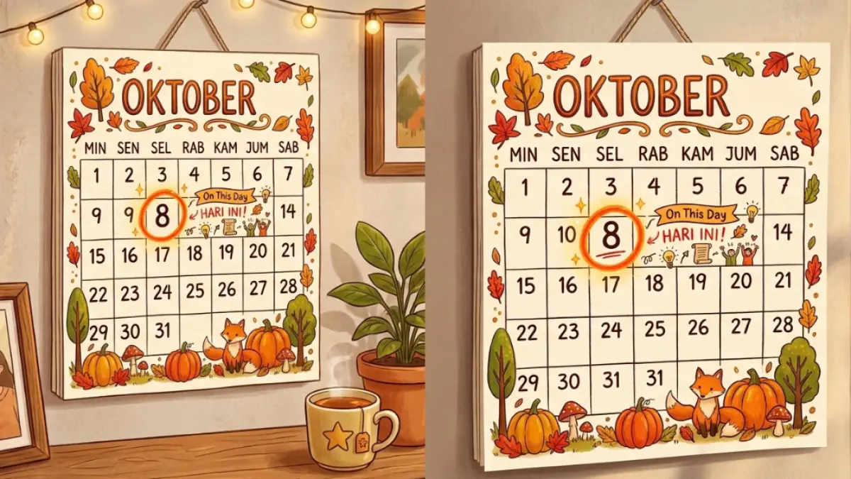 Ilustras,kalender on this day 8 Oktober.(GeminiAI)