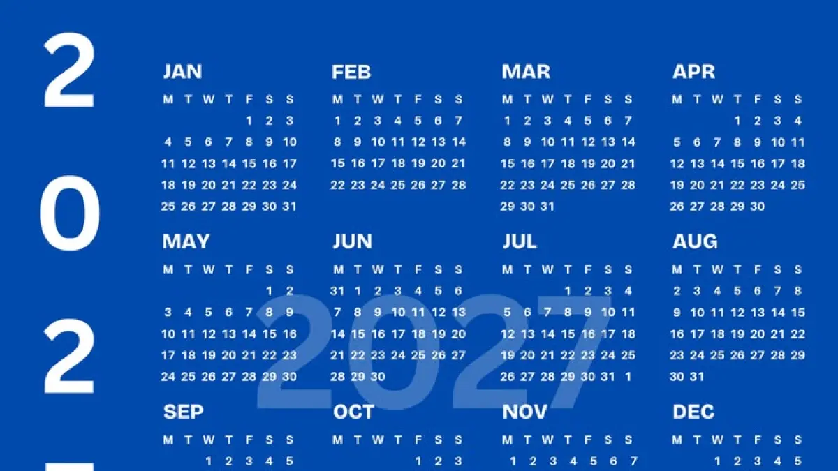 Kalender tahun 2027 (pinterest)