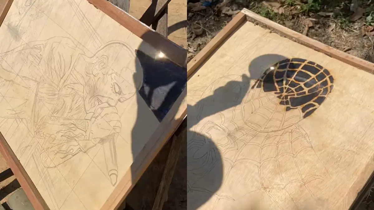 Dhonyriz, Seniman yang Mengubah Sinar Matahari Menjadi Lukisan dengan Teknik Solar Pyrography(instagram @dhonyriz).