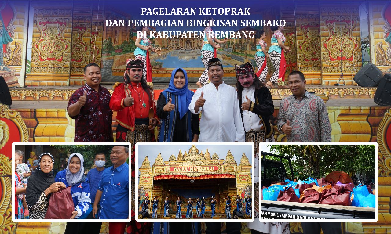 BERBAGI: Anggota DPR RI Fraksi Partai Demokrat berbagi sembako dan gelar ketoprak.