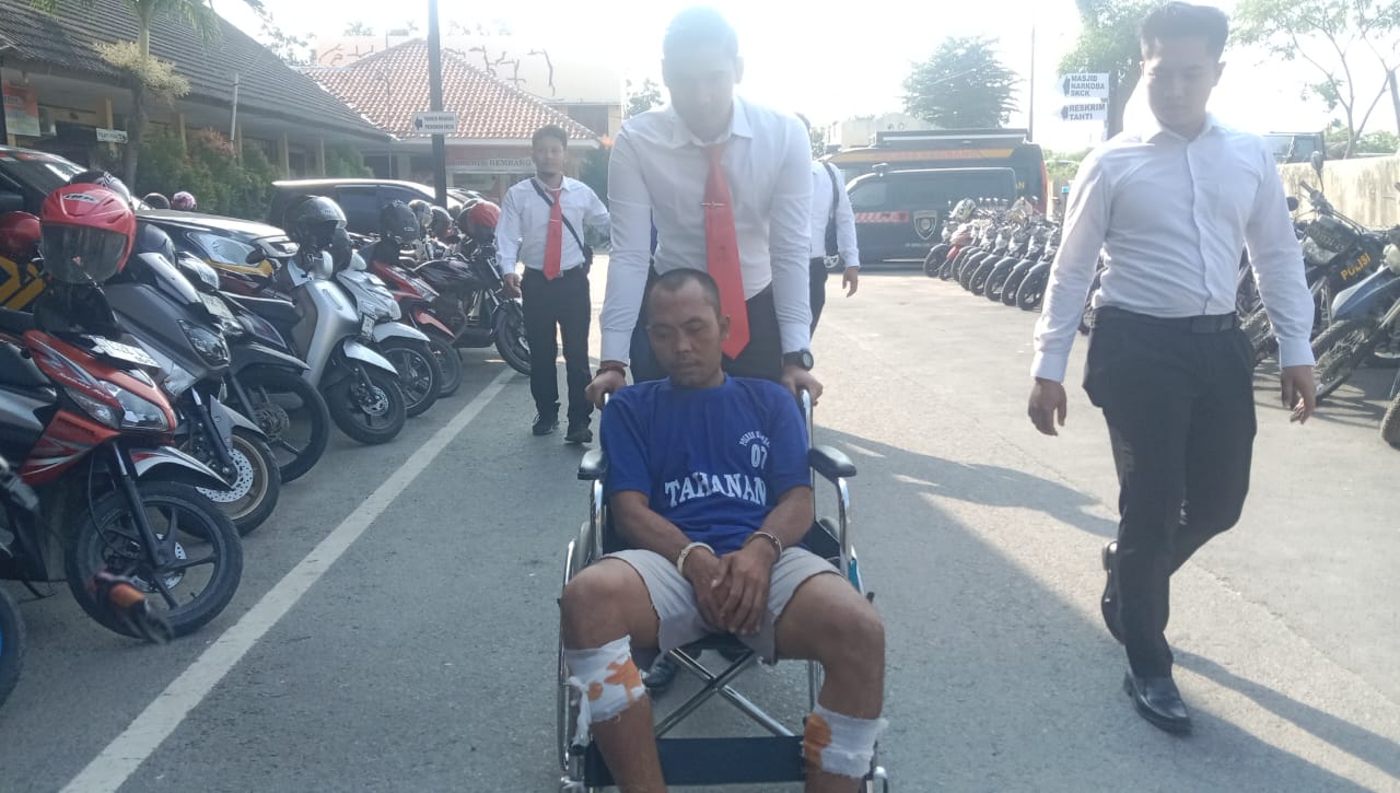 LUMPUH: Pelaku begal di 11 TKP berhasil ditangkap Sat Reskrim Polres Rembang pada Senin (24/7).