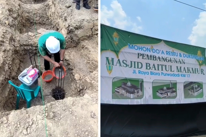 Prosesi peletakan batu pertama Masjid Baitul Makmur oleh Bupati Blora