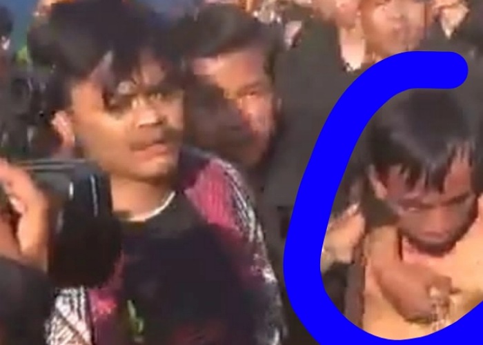 APES: Pria yang kedapatan mencopet saat acara haul Ki Ageng Tarub Grobogan ditangkap warga.