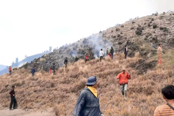 Kebakaran di Gunung Bromo.