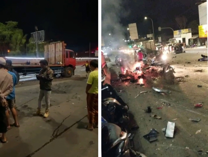 Kecelakaan di Exit Tol Bawen Semarang, Sabtu (23/9) malam.