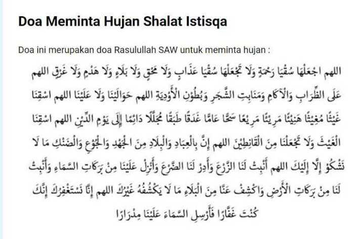 Doa sholat istisqa atau sholat minta hujan