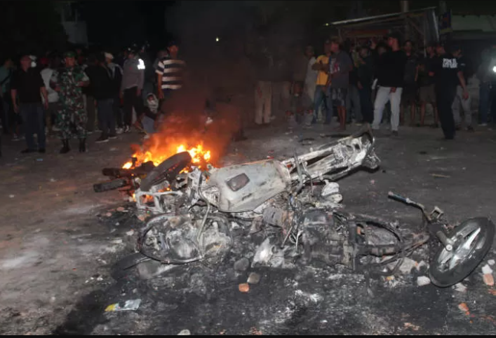 Sejumlah motor dibakar massa dalam bentrok Muntilan, Kabupaten Magelang