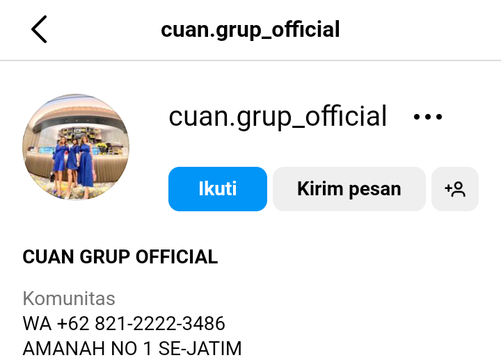 Instagram Cuan Grup Investasi Bodong