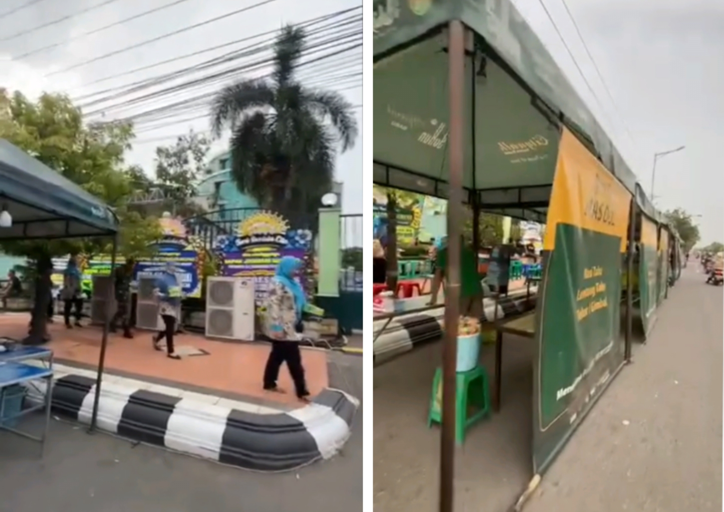 Penampakan belasan stand makanan di depan Kantor Pura Group Kudus
