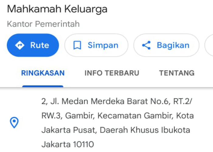 Kantor Mahkamah Konstitusi (MK) mendadak berubah nama menjadi Mahkamah Keluarga di pencarian jejaring Google Maps, Senin (23/10).