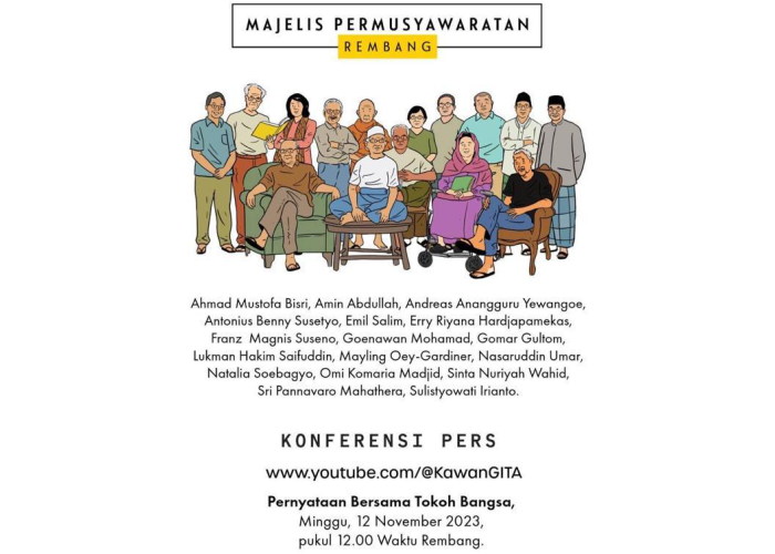 HOAX: Beredarnya pamflet dengan agenda sejumlah tokoh nasional akan berkunjungnya di ndalem Gus Mus bertajuk "Majelis Permusyawaran Rembang" dibantah menantu Gus Mus baru-baru ini.