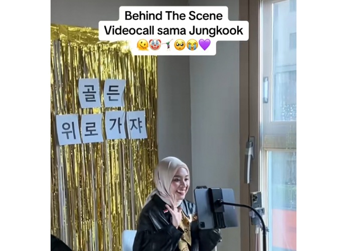 Cuplikan video persiapan Bianca Kartika sebelum fancall dengan Jungkook BTS