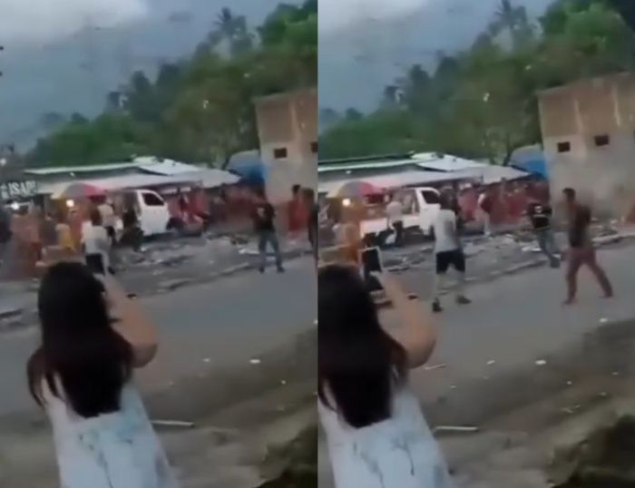 Video yang menunjukkan aksi bentrok antar dua kubu warga di pusat Kota Bitung Provinsi Sulawesi Utara, Sabtu (25/11).