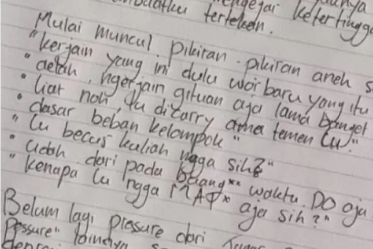 Surat wasiat mahasiswi Universitas Brawijaya Malang yang Tewas Loncat dari Lantai 12