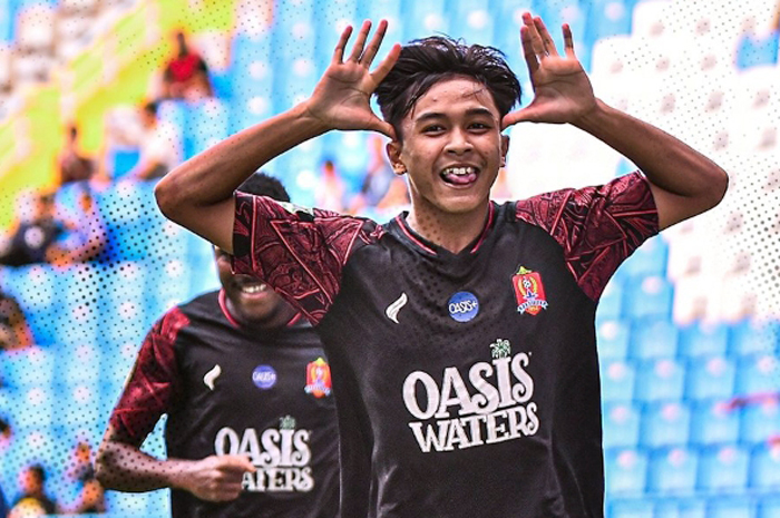 AMAN: Penggawa Persijap Jepara Indra Arya berselebrasi merayakan gol yang ia cetak ke gawang Persiba Balikpapan dalam laga lanjutan Liga 2 kemarin.