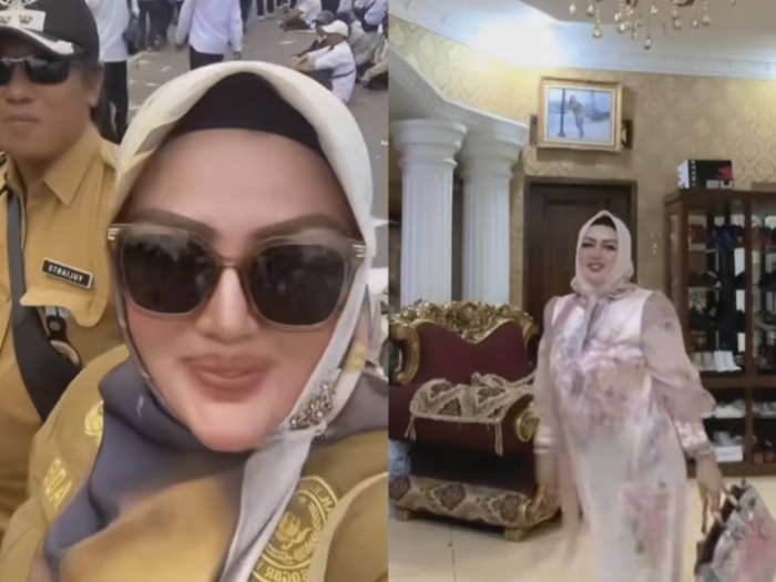 SOSOK: Wiwin Komalasari,  Kades Gunung Menyam, Bogor yang disorot netizen gegara penampilan hedon.