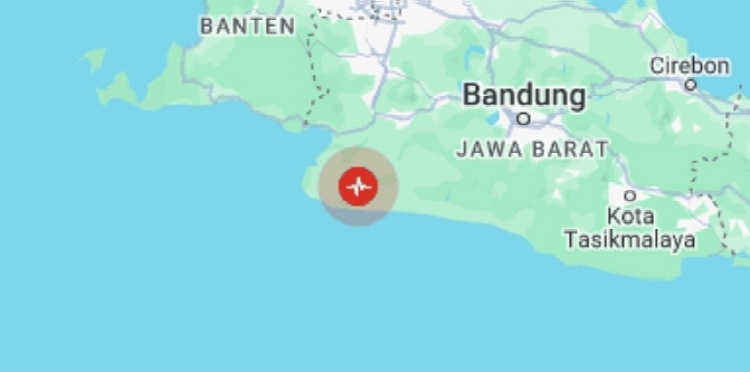 Gempa bumi magnitudo (M) 4,9 mengguncang wilayah Sukabumi, Sabtu sore (2/3).