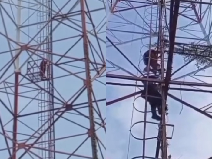 Mahasiswi Unissula Panjat Tower.