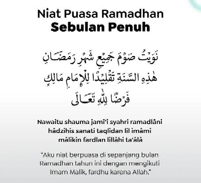 Lafal Bacaan Niat Puasa Ramadhan Satu Bulan Penuh.