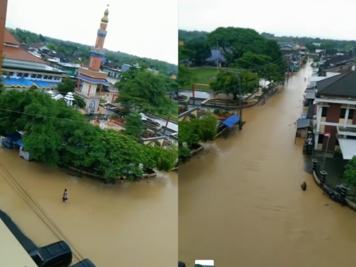KONDISI: Banjir yang merendam alun-alun Kayen Pati, Rabu (13/3).