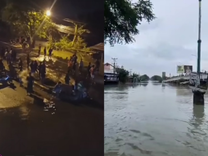 Jalur Pantura Demak arah Kudus tergenang banjir akibat jebolnya tanggul Sungai Wulan, Minggu (17/3) dini hari hingga pagi ini.