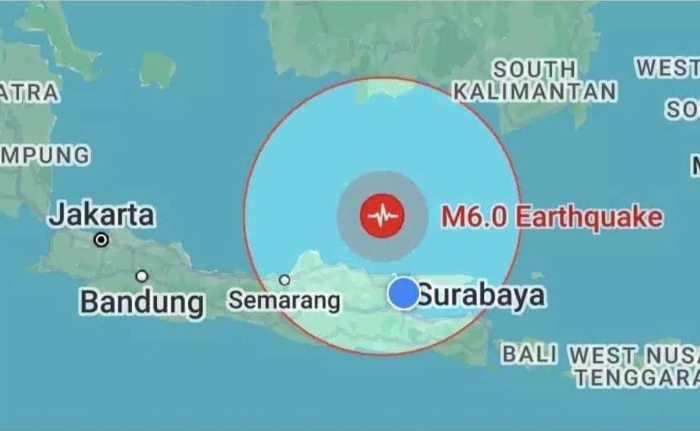 Titik lokasi Gempa bumi di Tuban hari ini, Kamis (22/3).