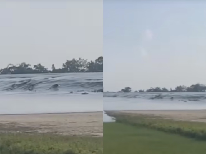 Baby Volcano atau Bledug Cangkring di Grabagan, Kabupaten Grobogan memuntahkan lumpur hingga meluber pada Jumat (22/3).