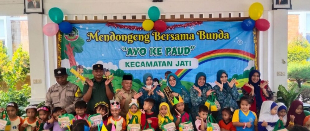 ANTUSSIAS: Penyelenggaraan kegiatan mendongeng bersama bunda PAUD di Kecamatan Jati berlangsung meriah.