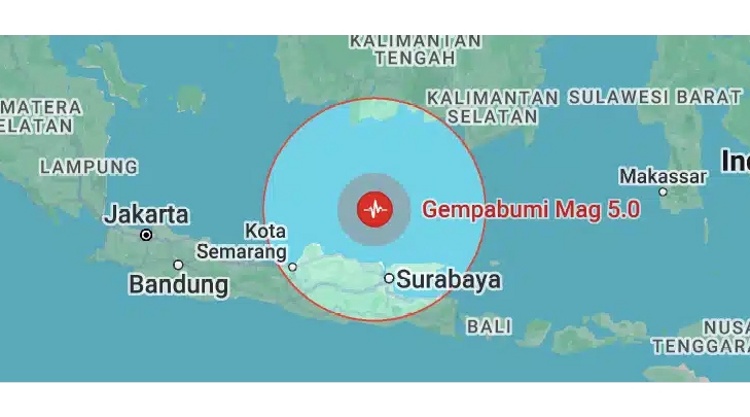 Gempa Terkini di Tuban Jatim, Rabu (17/4).