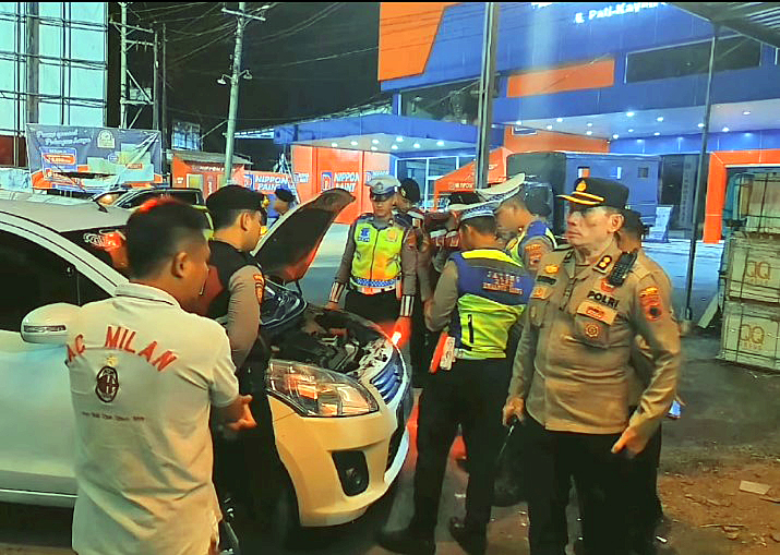 IMBAS KEMATIAN BOS RENTAL: Razia kendaraan bodong di Kecamatan Sukolilo, Pati, oleh tim gabungan dari Polda Jateng, Polresta Pati, dan Polsek Sukolilo.