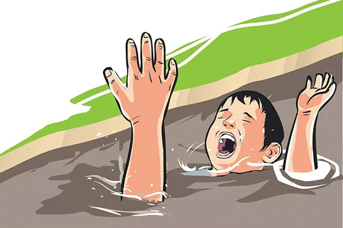 Illustrasi bocah tenggelam.