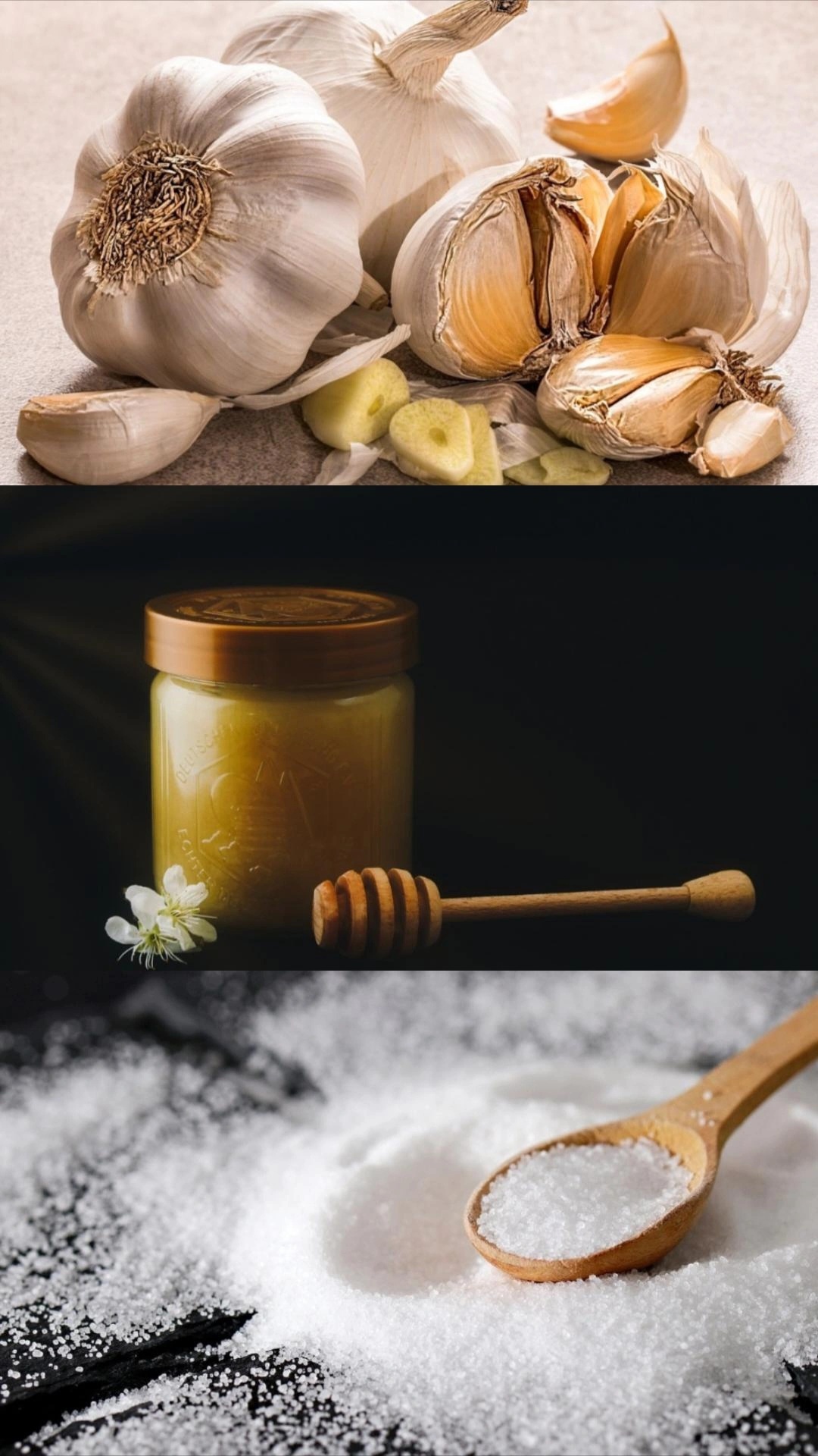Bawang putih, madu, dan garam