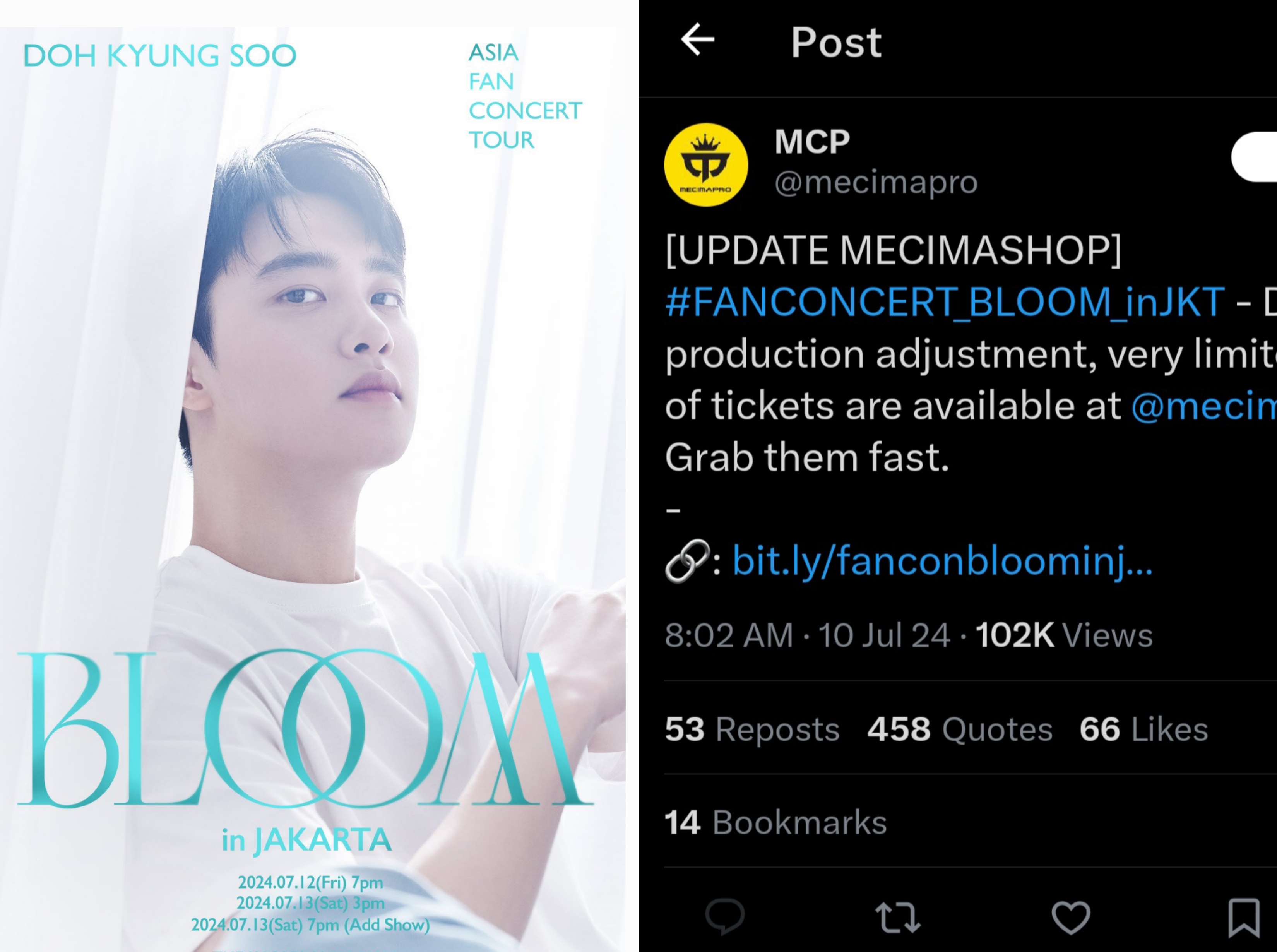 Tangkapan layar info update dari promotor.