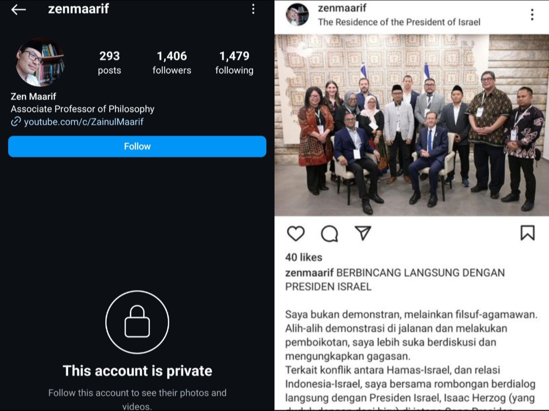 Screenshot Instagram @zenmaarif