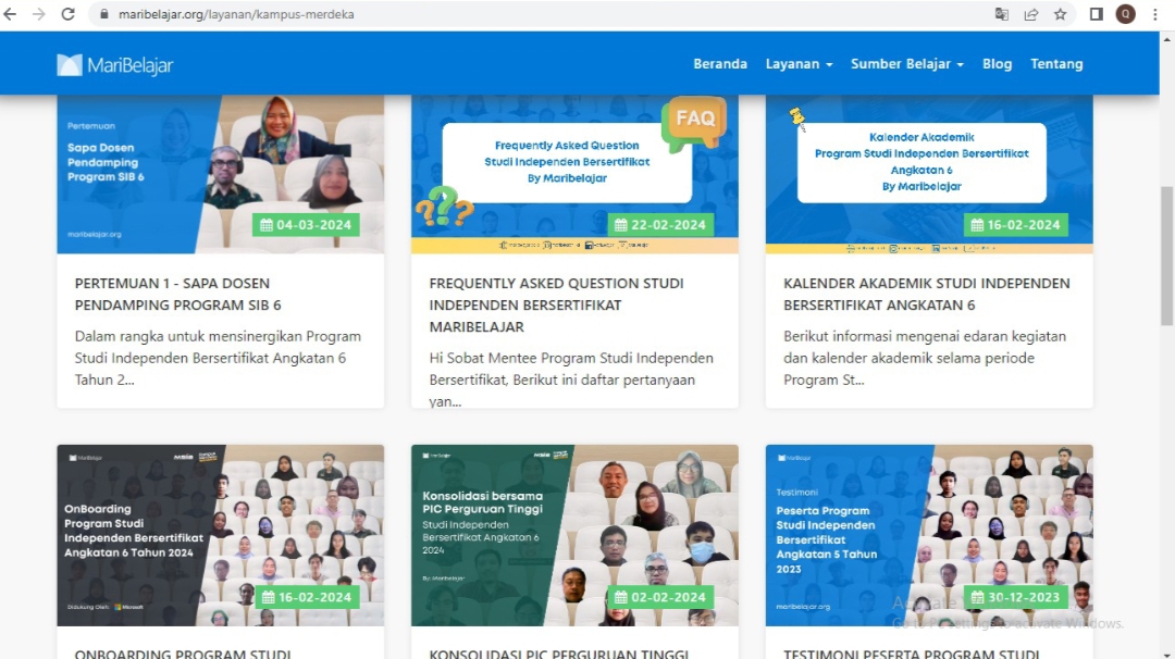 Tampilan Web MariBelajar.