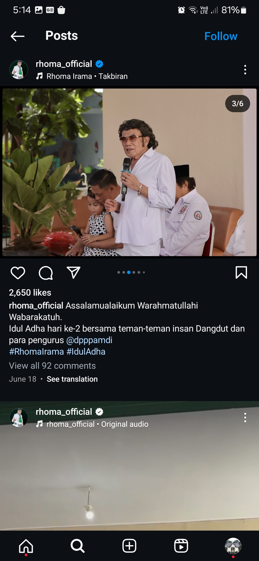 Rhoma Irama. Foto: Instagram @rhoma_official